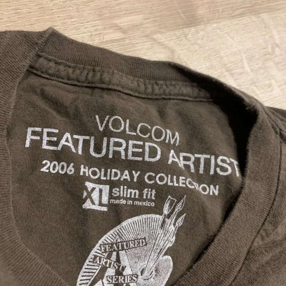 Y2K Volcom Featured Artist 2006 Holiday Collection Brown T-Shirt Men's XL Skater - Picture 3 of 8